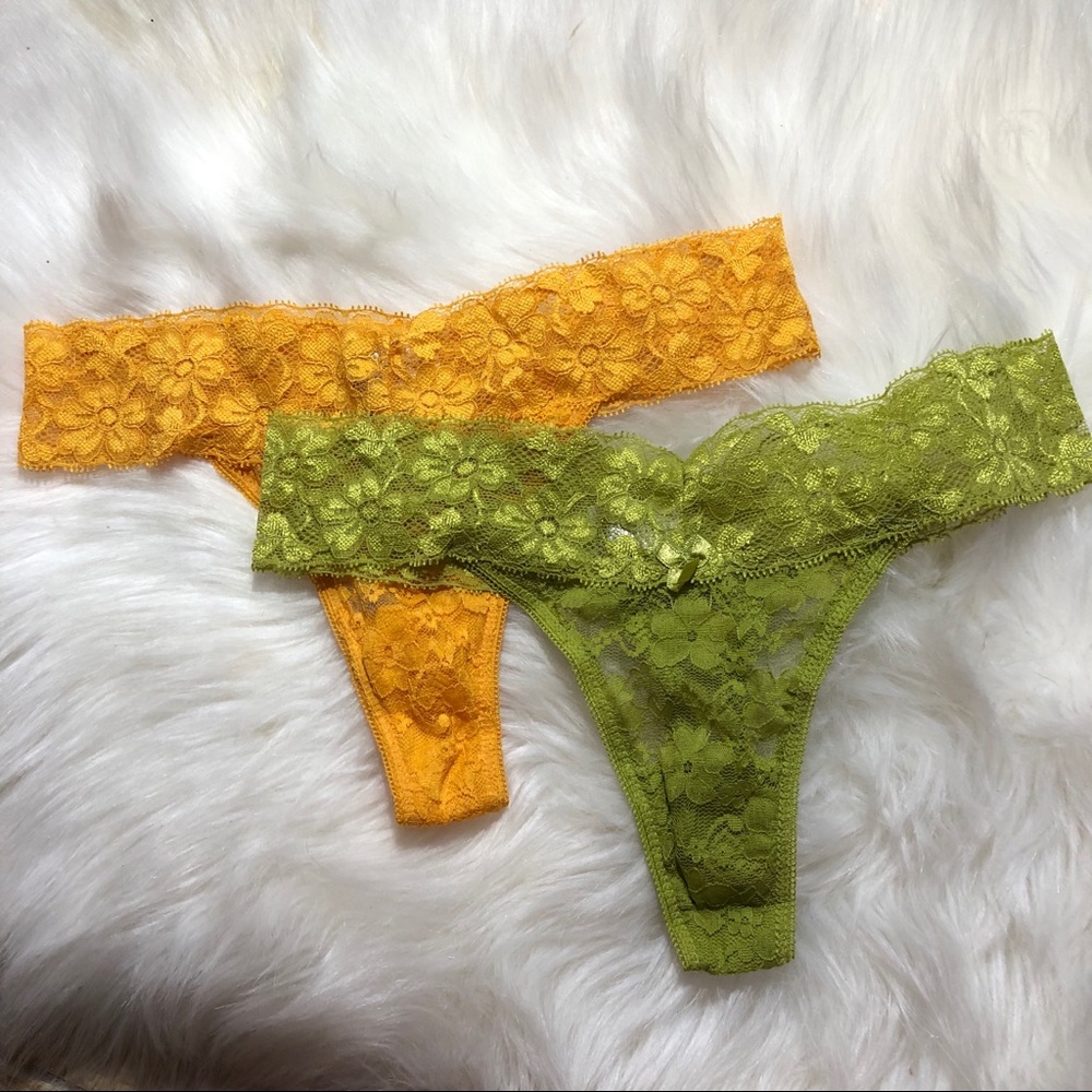 (2) flowered thong panties